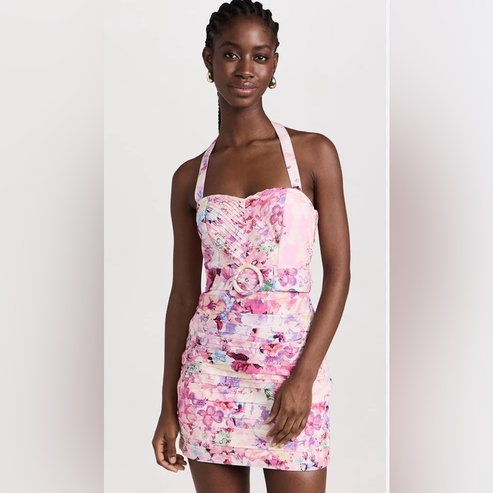 HEMANT & NANDITA Floral Ruched Halter Dress with Belt size XS - Picture 16 of 16